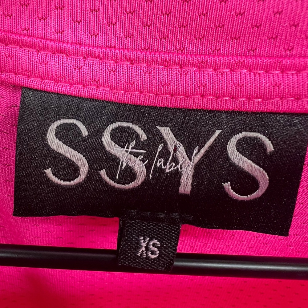 SSYS The Label Neon Pink Perforated Mesh Long Sleeve Athletic Top XS - Picture 2 of 9